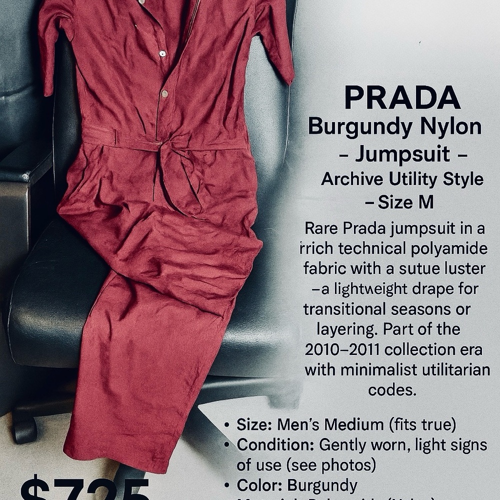 Prada Red Jumpsuit Nylon Utilitarian